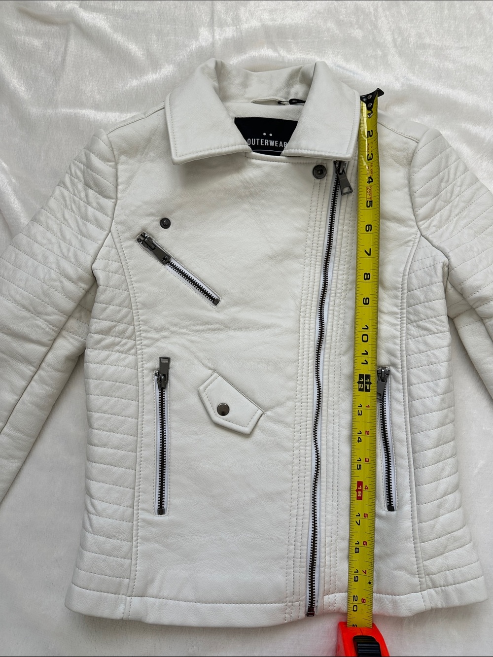 Cotton On "Sydney" Faux Leather PU Biker Moto Jacket White - Size US 2 NWT - Picture 9 of 11